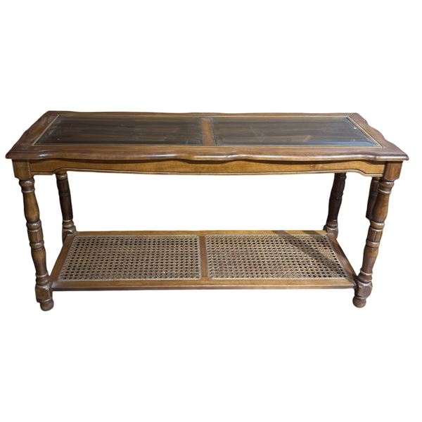 Solid Wood Console Table with Glass Inserts (20" x 52" x 28" tall)