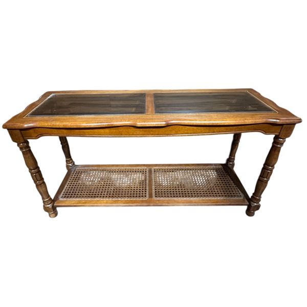 Solid Wood Console Table with Glass Inserts (20" x 52" x 28" tall)
