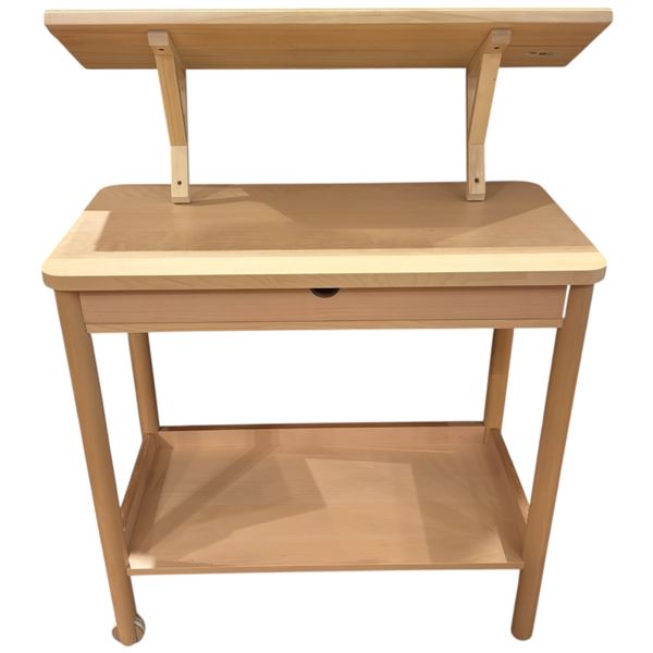 Unfinished Pine Petite Kitchen Island and Shelf (Island is 16" x 32" x 32" tall)
