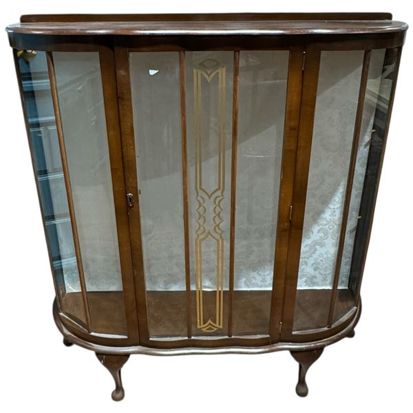 1930s Demi Lune Display Cabinet - No interior shelves (12" x 42" x 44" tall)