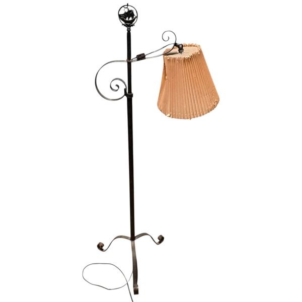 Adjustable Height Wrought Iron Reading Lamp with Ship Image Finial
