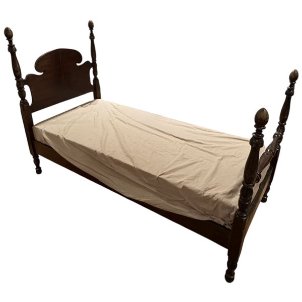 Twin Bed with Mattress Plus Vintage Wood Headboard and Footboard
