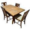 Image 1 : Vintage Oak Extension Leaf Table with 6 Wood with Chenille Seats Chairs