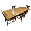 Image 4 : Vintage Oak Extension Leaf Table with 6 Wood with Chenille Seats Chairs