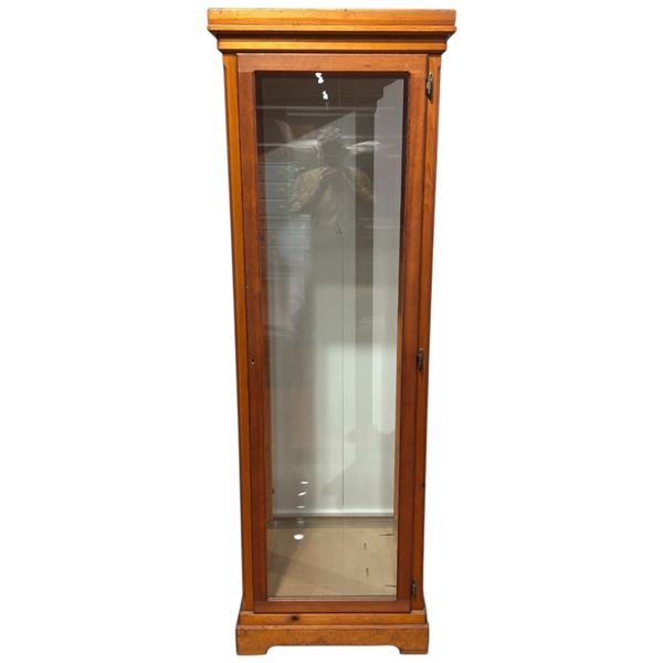 Tall Interior Lit Pine Tower Display Cabinet with 4 Glass Walls - (24" x 26" x 77" tall)