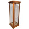 Image 2 : Tall Interior Lit Pine Tower Display Cabinet with 4 Glass Walls - (24" x 26" x 77" tall)