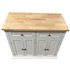 Image 2 : White Kitchen Islan Cabinet on Casters - Pine Look Top (18" x 36" x 32" tall)