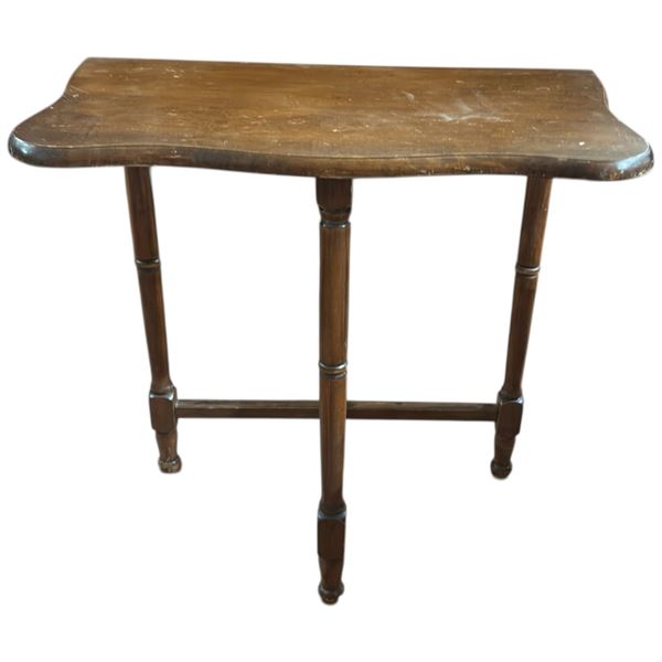 Vintage Wood Occasional Side Table with Contoured Edge