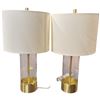 Image 1 : Pair of Contemporary Brass & Glass Table Lamps Tall