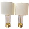 Image 2 : Pair of Contemporary Brass & Glass Table Lamps Tall