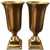 Image 1 : Pair of Brass Tone Vases Cast Metal Material Tall