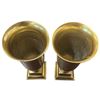 Image 2 : Pair of Brass Tone Vases Cast Metal Material Tall