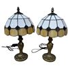 Image 1 : Pair of Tiffany Style Stained Glass Table Lamps Height