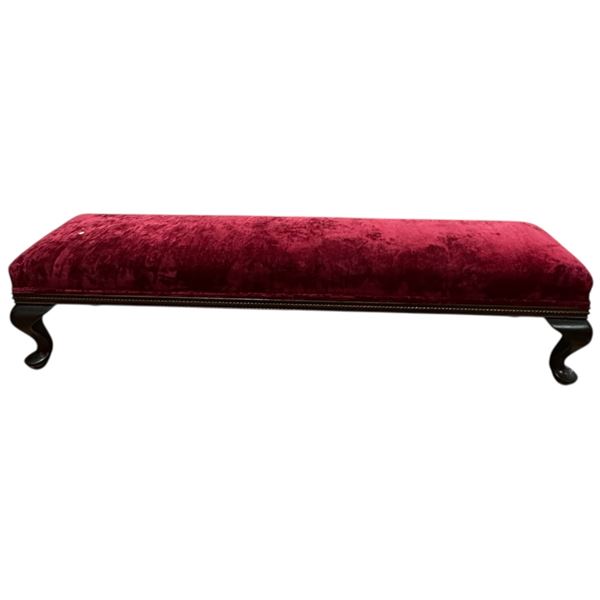 Vintage Style Red Velvet Upholstered Foot Stool or Short Bench