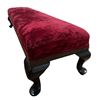 Image 3 : Vintage Style Red Velvet Upholstered Foot Stool or Short Bench