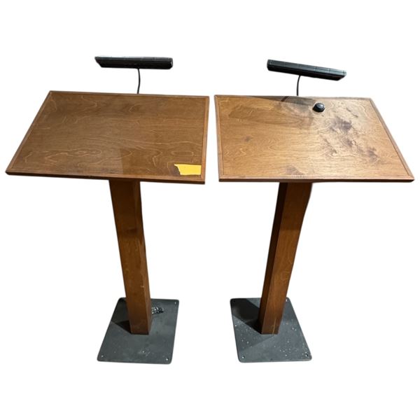 Pair of Wood Speakers Podiums/Lecterns with LED Lighting