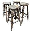 Image 1 : Set of 4 Wood Bar Stools with Spindle Legs Tall