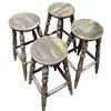 Image 2 : Set of 4 Wood Bar Stools with Spindle Legs Tall