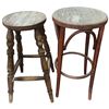 Image 1 : Pair of Mismatched Bar Stools Wood Spindle Tall & Bentwood Frame Rattan Seat