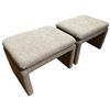 Image 2 : Pair of Grey Modern Ottomans with Blocky Design