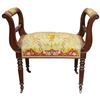 Image 1 : Victorian Revival Parlor Setting Style Straw Filled Winged Arm Bench with Needle Point Upholstery