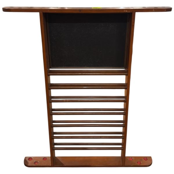 Vintage Wall Mounted Wood Billiard Cue Rack Height