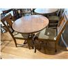 Image 1 : Wooden Pub Style Round Top Pedestal Base Dining Table & Two Woven Rush Chairs