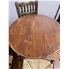 Image 2 : Wooden Pub Style Round Top Pedestal Base Dining Table & Two Woven Rush Chairs