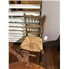 Image 4 : Wooden Pub Style Round Top Pedestal Base Dining Table & Two Woven Rush Chairs