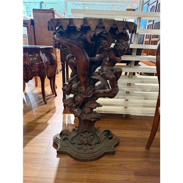 Italian Rococo Revival Style Pedestal with Cherubs and Vine Carvings