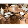 Image 1 : Wooden Pub Style Round Top Pedestal Base Dining Table & Two Canvas Back Folding Chairs
