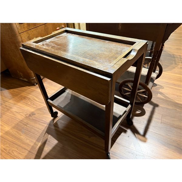 Vintage Wood Drop Leaf Style Tea Trolley with Tray