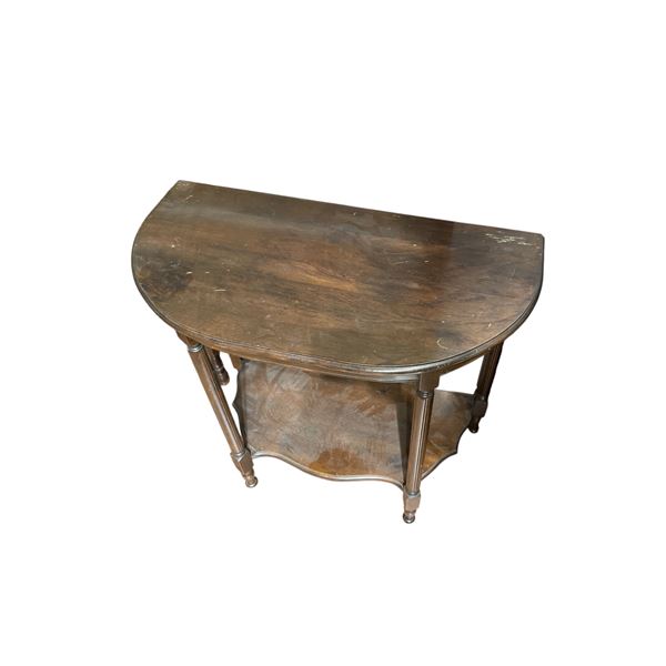 Vintage Half Moon Table with Two Shelves