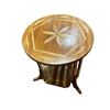 Image 1 : Vintage Small Pant Stand or Accent Table with Marquetry Folk Art Style Floral Pattern
