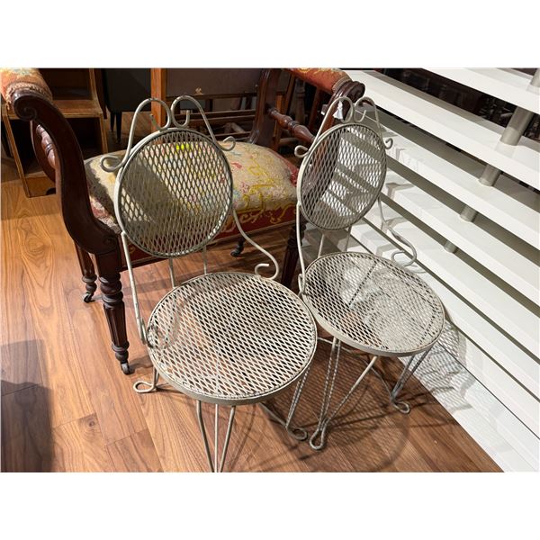 Pair of Vintage Metal Patio Chairs Ice Cream Parlour Style Height