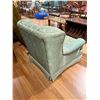 Image 2 : Vintage Green Floral Embroidered Plush Armchair