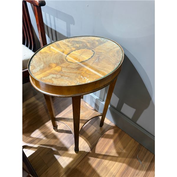 Small Marquetry Inlay Mid Century Plant Stand Side Table