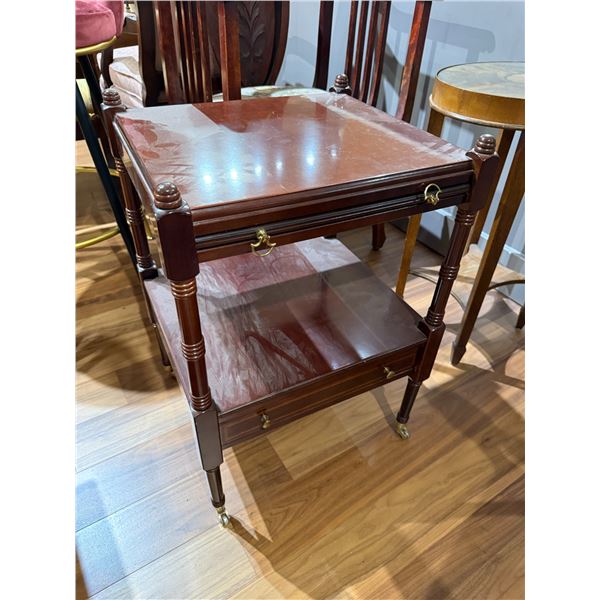 Regency Style Two Tired Side Table, with Drawer and Pull Out Writing Surface
