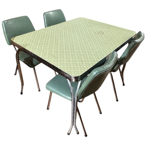 1950's Formica Table and 4 Vinyl Wrapped Chairs