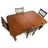 Image 2 : Victorian Style Table with Leaf & 4 Antique Spindle Back Chairs Woven Rush Seats