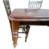 Image 5 : Victorian Style Table with Leaf & 4 Antique Spindle Back Chairs Woven Rush Seats