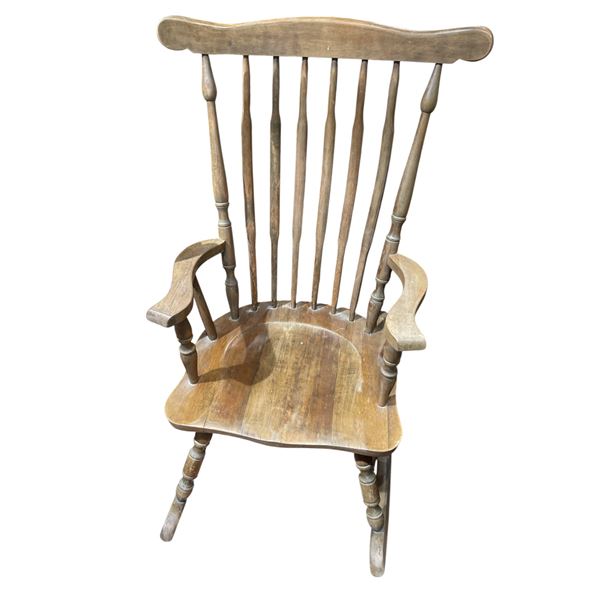 Large Oak Spindle Back Rocking Chair