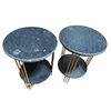 Image 1 : Pair of 2-Tier Marble Topped End Tables with Metal Frames (22" tall x 16" diameter)