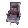 Image 1 : Vintage Brown Leather Executive  Swivel Arm Chair