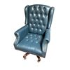 Image 1 : Blue Tynan Wing Back Swivel Button Tufted Arm Chair