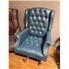 Image 2 : Blue Tynan Wing Back Swivel Button Tufted Arm Chair