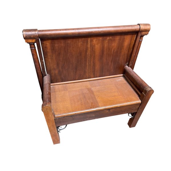 Antique Oak Hall Bench * Seat has been replaced (22" x 40" x 42" tall at the back)