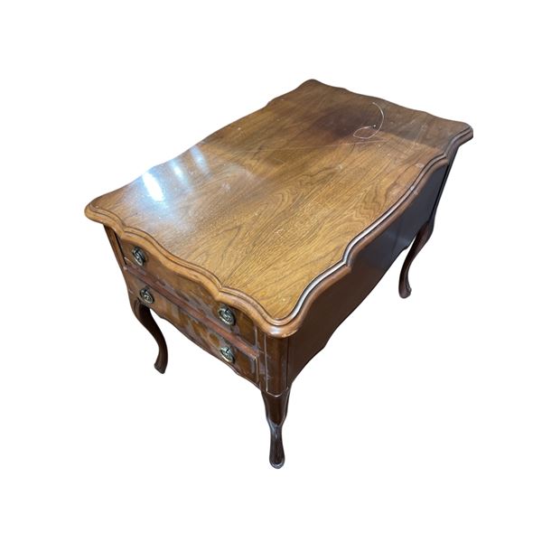 French Provincial Stye 2 Drawer End Table (18" W x 28" D x 22"H)