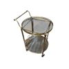 Image 1 : Retro 2-Tier brass & Glass Bar Cart (25" tall and 20" diameter)