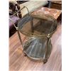 Image 2 : Retro 2-Tier brass & Glass Bar Cart (25" tall and 20" diameter)